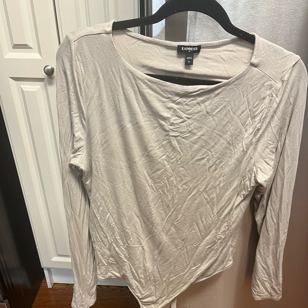 Express Women's Beige Long Sleeve Top